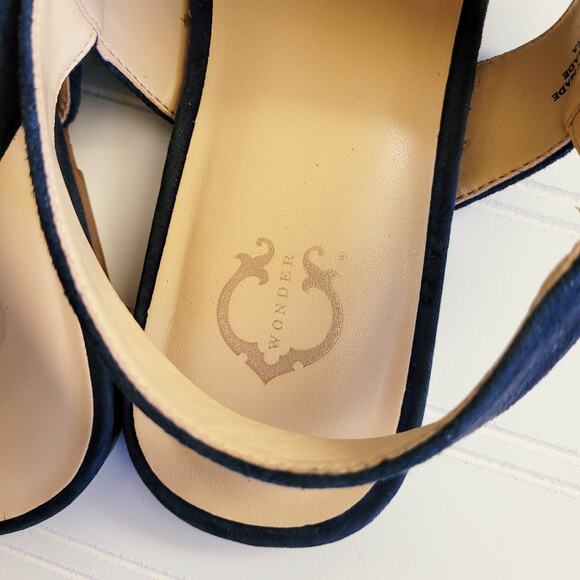 C Wonder Sandals 8 Blue Suede Fringe Slingback Flats - Picture 5 of 7